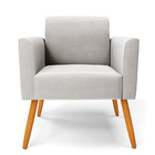 Poltrona Pés Palito Castanho Marisa Veludo Cinza