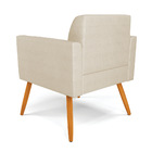 Poltrona Pés Palito Castanho Marisa Veludo Luxo Off White A12