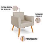 Poltrona Pés Palito Castanho Marisa Veludo Luxo Prata A130 D0