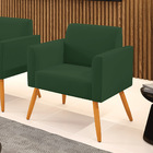 Poltrona Pés Palito Castanho Marisa Veludo Verde D03 - D'rossi