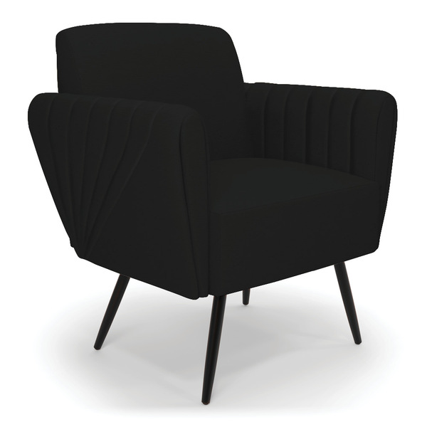 Poltrona Pés Palito De Ferro Bruna Linho D01 - D'rossi Preto