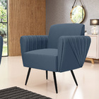 Poltrona Pés Palito De Ferro Bruna Suede Azul Marinho D01 - D