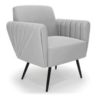 Poltrona Pés Palito De Ferro Bruna Suede Cinza D01 - D'rossi