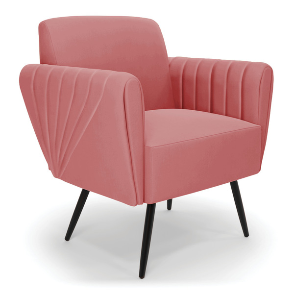 Poltrona Pés Palito De Ferro Bruna Suede D01 - D'rossi  - Rose
