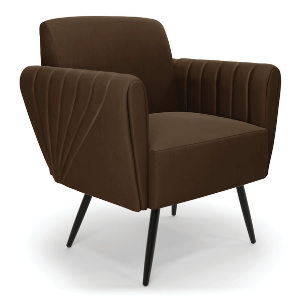 Poltrona Pés Palito De Ferro Bruna Suede Marrom D01 - D'rossi