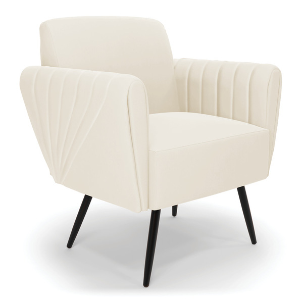 Poltrona Pés Palito De Ferro Bruna Veludo Bege D01 - D'rossi