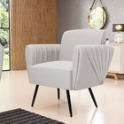 Poltrona Pés Palito De Ferro Bruna Veludo Cinza D01 - D'rossi