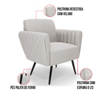 Poltrona Pés Palito De Ferro Bruna Veludo Cinza D01 - D'rossi