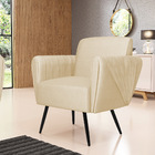 Poltrona Pés Palito De Ferro Bruna Veludo Luxo Off White A129