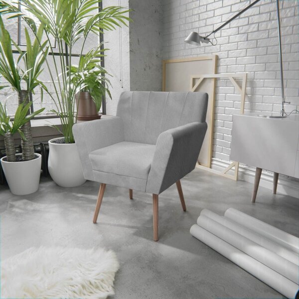 Poltrona Pés Palito Lauren Maranata Móveis Cinza