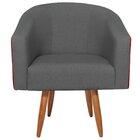 Poltrona Pés Palito Linho Mariana  Cinza Escuro