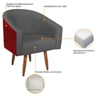 Poltrona Pés Palito Linho Mariana  Cinza Escuro