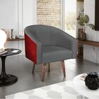 Poltrona Pés Palito Linho Mariana  Cinza Escuro