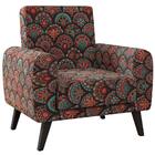 Poltrona Pés Palito Livia Suede Estampado Mandala