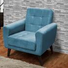 Poltrona Pés Palito Livia Suede Pena Azul