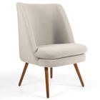 Poltrona Pés Palito Madeira Pérsia B-309 Suede Bege Domi