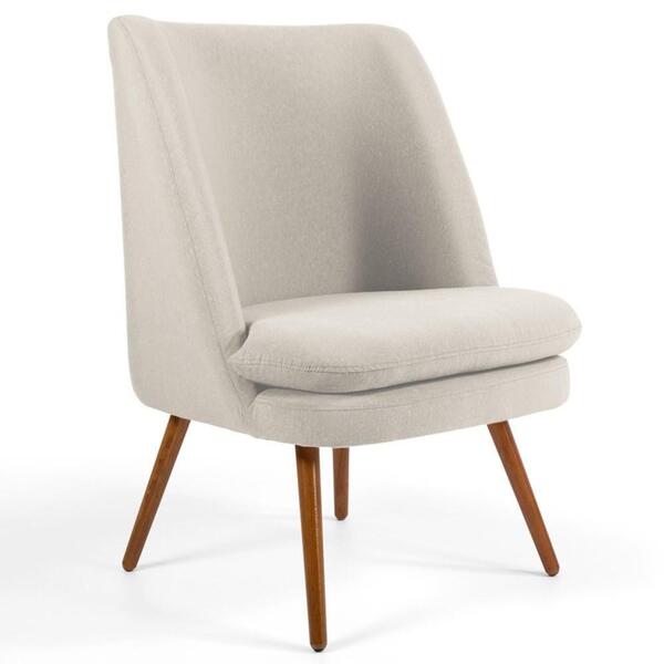 Poltrona Pés Palito Madeira Pérsia C-107 Linho Bege - Domi