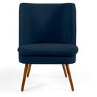 Poltrona Pés Palito Madeira Pérsia Suede Azul Marinho Domi