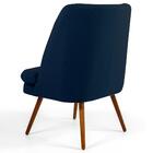 Poltrona Pés Palito Madeira Pérsia Suede Azul Marinho Domi