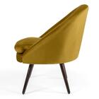 Poltrona Pés Palito Madeira Rafa B-279 Veludo Mostarda