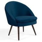 Poltrona Pés Palito Madeira Rafa B-304 Veludo Azul Marinho -