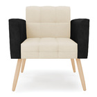 Poltrona Pés Palito Natural Elisa Preto/linho Bege A19 D03 -