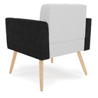 Poltrona Pés Palito Natural Elisa Preto/linho Cinza A05 D03 -