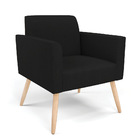 Poltrona Pés Palito Natural Marisa Linho - A79 Preto