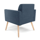 Poltrona Pés Palito Natural Marisa Suede - Azul Marinho