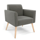 Poltrona Pés Palito Natural Marisa Suede - Grafite