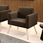 Poltrona Pés Palito Natural Marisa Suede - Marrom