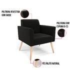 Poltrona Pés Palito Natural Marisa Suede Preto