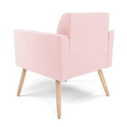 Poltrona Pés Palito Natural Marisa Suede Rosa Bebê