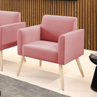 Poltrona Pés Palito Natural Marisa Suede - Rose