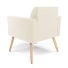 Poltrona Pés Palito Natural Marisa Veludo - Bege