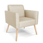 Poltrona Pés Palito Natural Marisa Veludo Luxo Off White A129