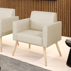 Poltrona Pés Palito Natural Marisa Veludo Luxo Off White A129