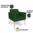 Poltrona Pés Palito Natural Marisa Veludo Luxo Verde A136 D03