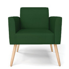 Poltrona Pés Palito Natural Marisa Veludo Luxo Verde A136 D03