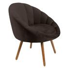 Poltrona Pés Palito Saron Veludo Marrom
