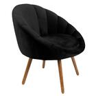 Poltrona Pés Palito Saron Veludo Preto