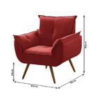 Poltrona Pés Palitos Veludo Ferguile Troia - Vermelho