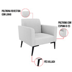 Poltrona Pés Villach Marisa Linho - A05 Cinza