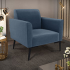 Poltrona Pés Villach Marisa Suede Azul Marinho