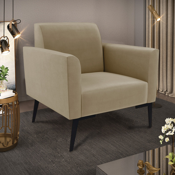 Poltrona Pés Villach Marisa Suede Marrom Rato