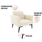 Poltrona Pés Villach Marisa Veludo - Bege