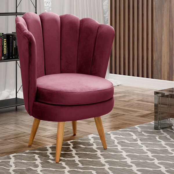 Poltrona Pétala Cadeira Decorativa Flor Bordô