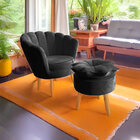 Poltrona Pétala Com Puff Decorativo Para Sala E Quarto Pés Pa