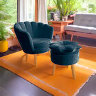 Poltrona Pétala Com Puff Decorativo Para Sala E Quarto Pés Pa