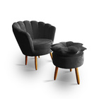 Poltrona Pétala Com Puff Decorativos Para Sala E Quarto Pés P